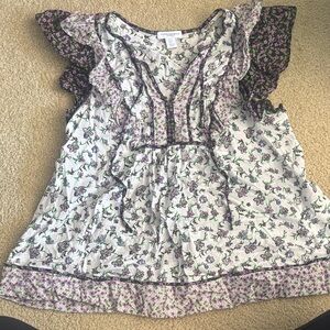 Floral Woman’s Top with Ruffle Sleeves